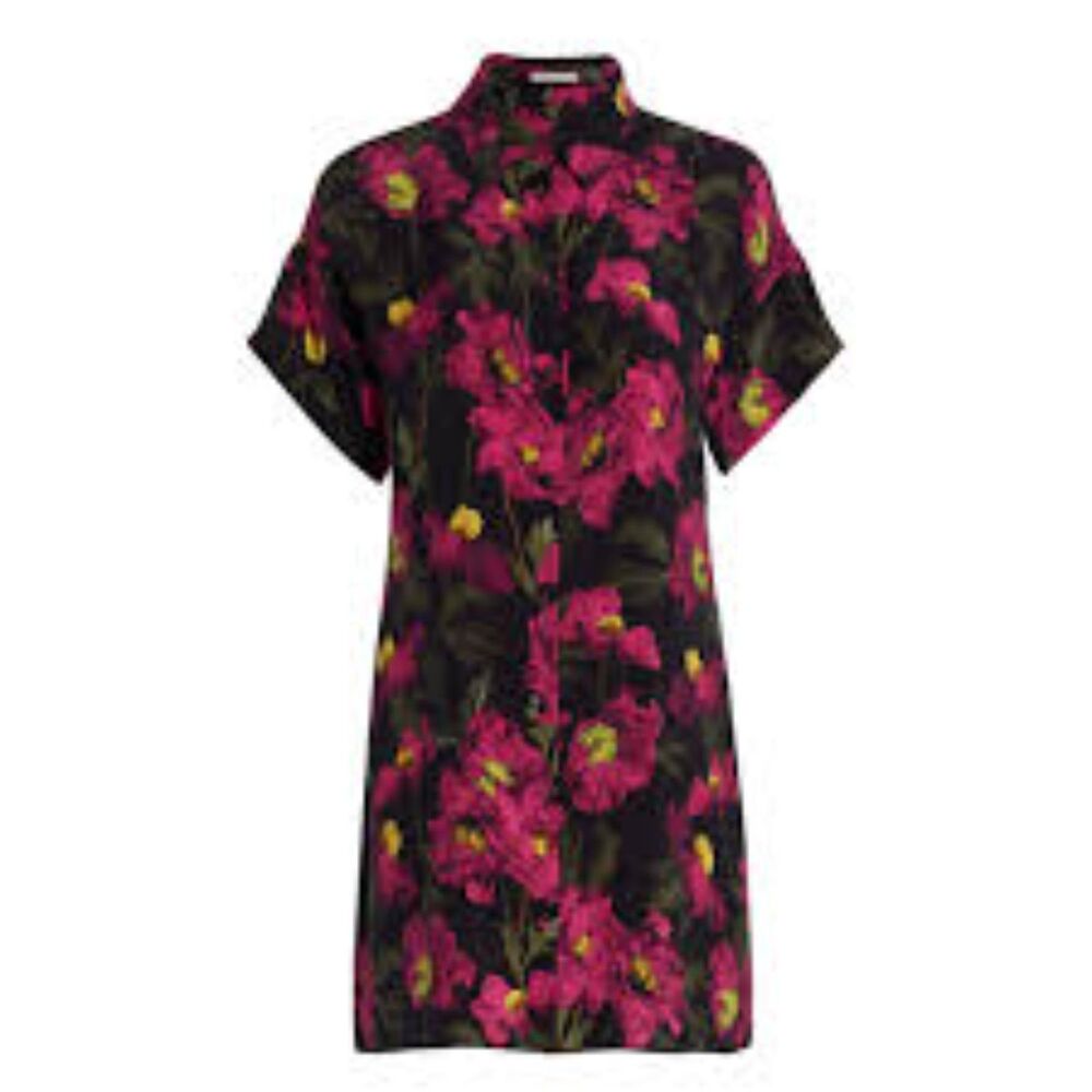 Alice + Olivia Lucette California Poppy floral shirt dress.